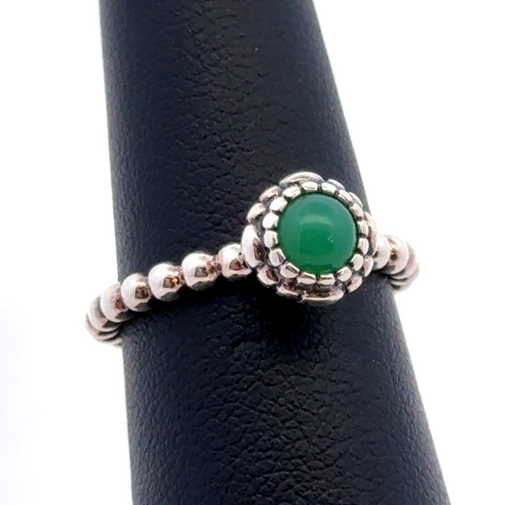 Pandora | Birthday Blooms Silver and Jade Stone Ring